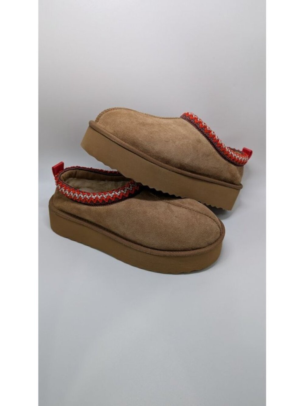 PODAIK Brown/Red Platform Slippers